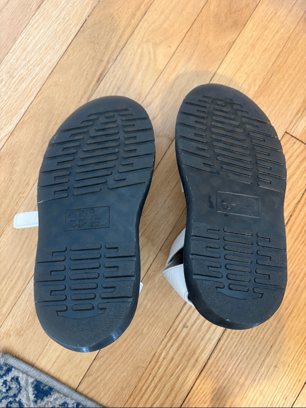 Dr. Martens White Leather Buckle Sandals with Black Soles - Picture 3 of 3